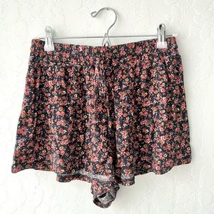 American Eagle Black Pink Floral Shorts